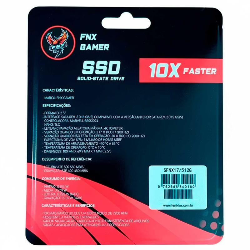 SSD FNX Gamer 512GB, 2,5